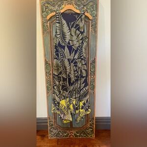 Vintage Maggy London Midi Tropical Navy/Olive/Cream/Chartreuse Dress Size 6
